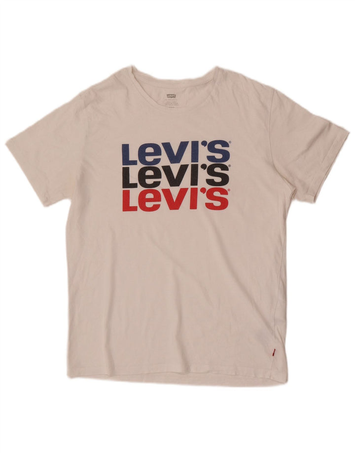 Camiseta gráfica masculina LEVI'S Top médio algodão branco