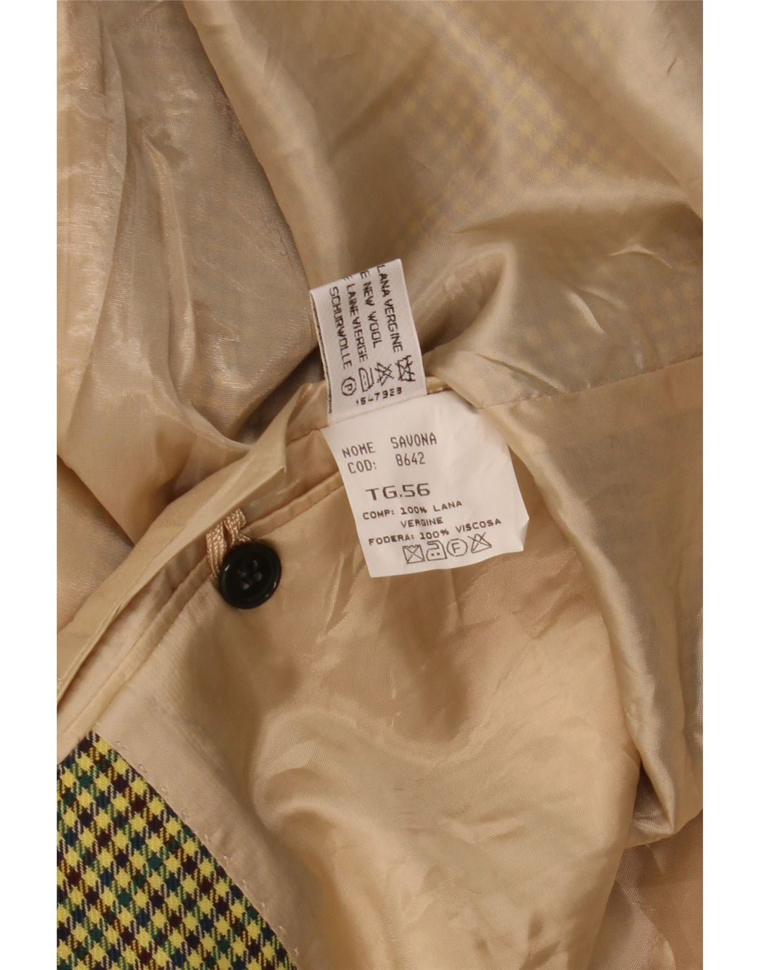 Jaqueta blazer masculina vintage com 2 botões IT 56 3XL lã houndstooth amarela