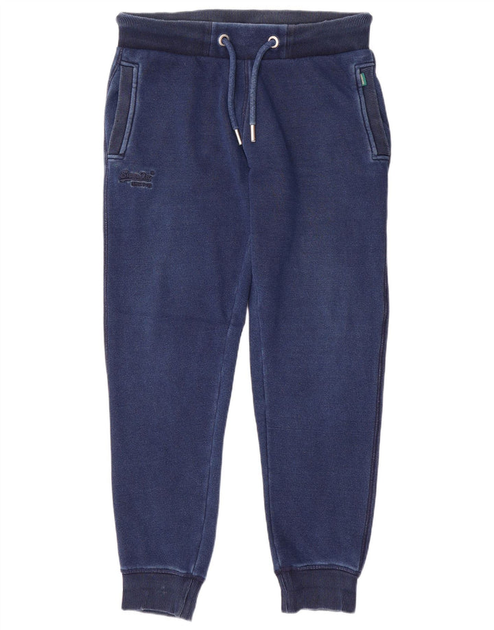 Calça de treino masculina Superdry joggers poliéster azul marinho pequeno