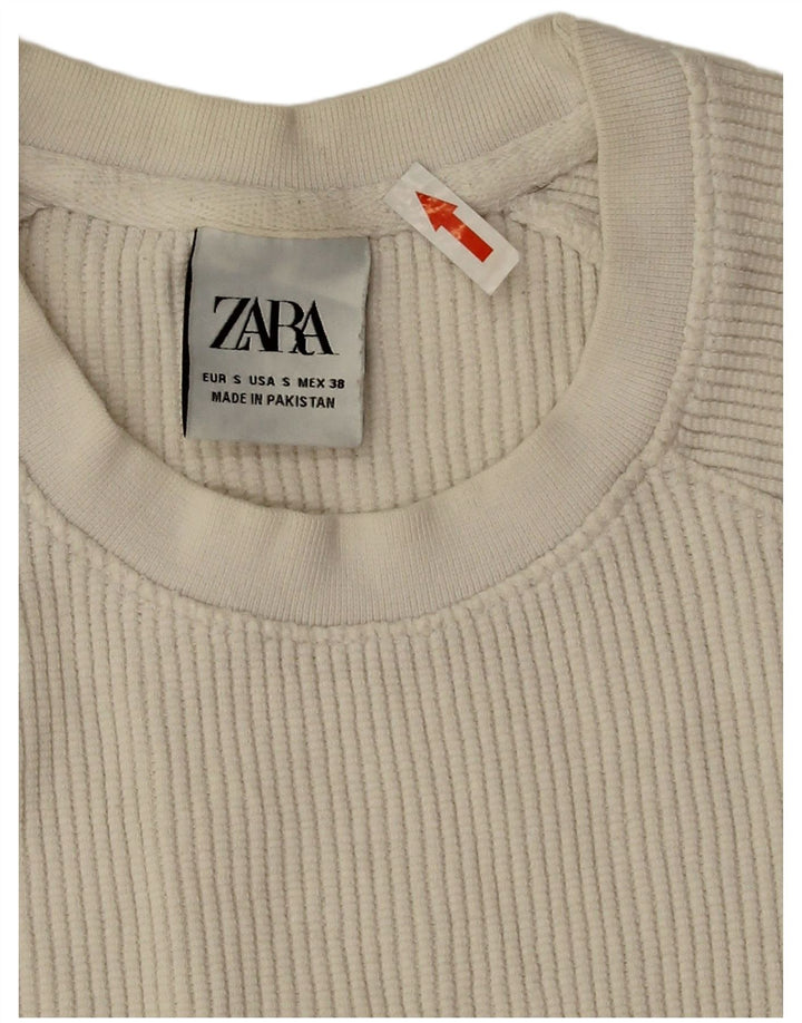 Camiseta feminina grande Zara UK 10 algodão branco pequeno