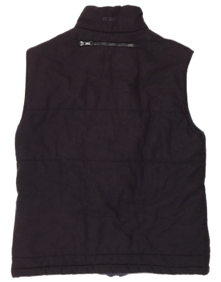 Colete masculino acolchoado TED BAKER tamanho 3 lã virgem azul marinho médio