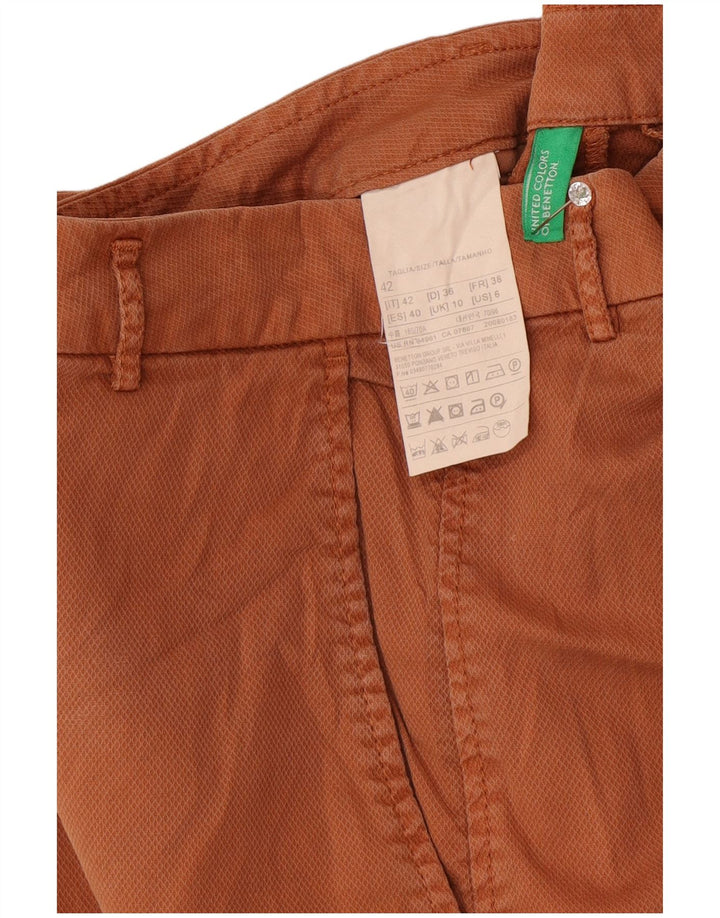 Shorts Chino Feminino Benetton UK 10 Pequeno W30 Algodão Marrom