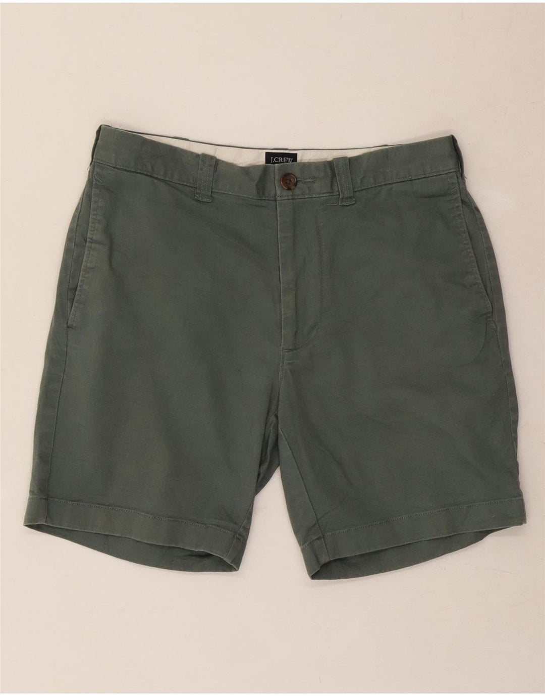 J. Crew Mens Chino Shorts W28 Pequeno Algodão Verde