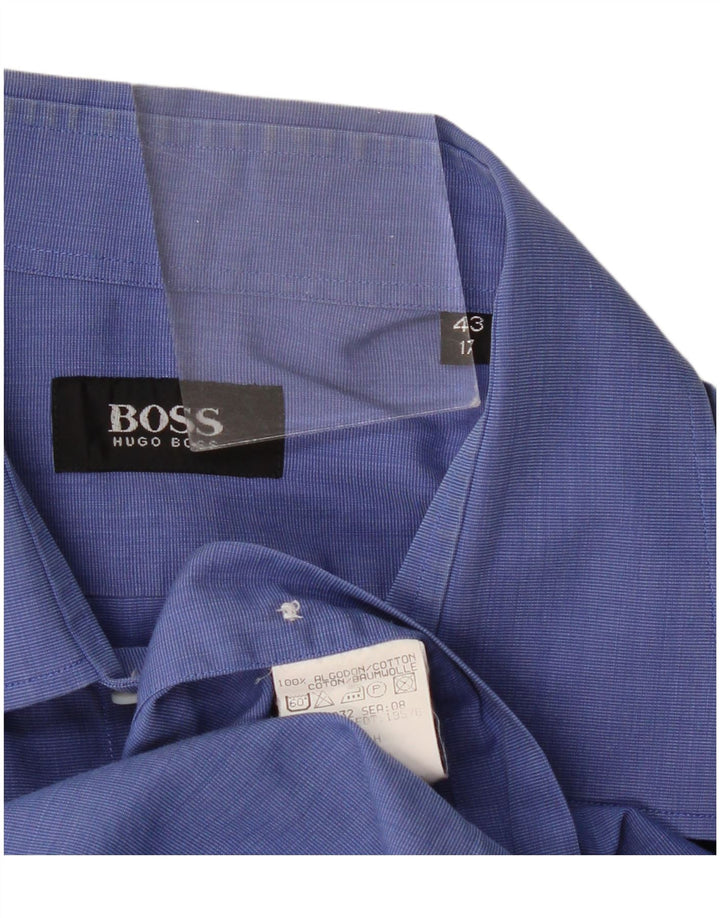 Camisa masculina Hugo Boss tamanho 43 17 XL algodão azul