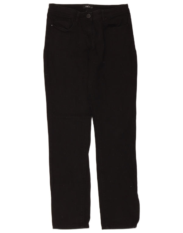 M&Co Calça feminina casual slim fit UK 10 pequena W30 L29 algodão preto