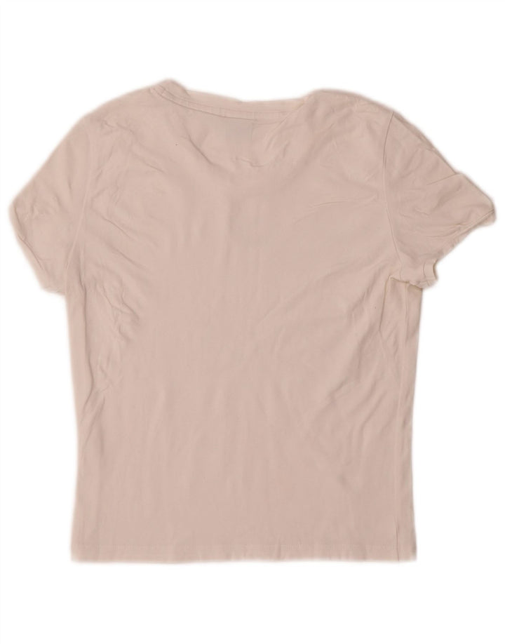 Camiseta feminina Puma Crop Graphic Top UK 8 Pequena Branca