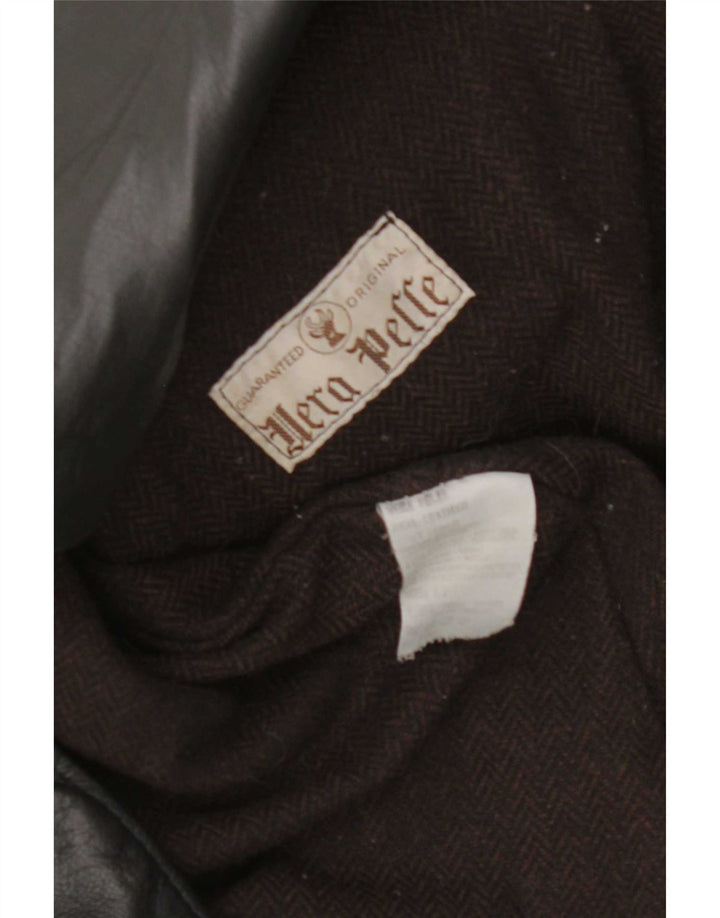 Casaco de couro feminino vintage UK 16 grande preto
