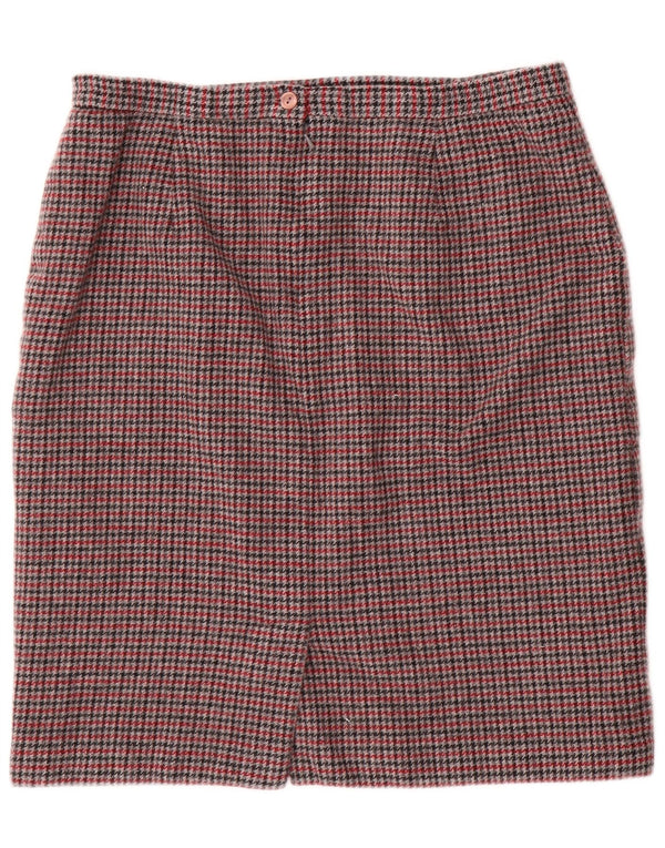 Saia lápis feminina Eastex UK 20 2XL W34 lã houndstooth multicolorida