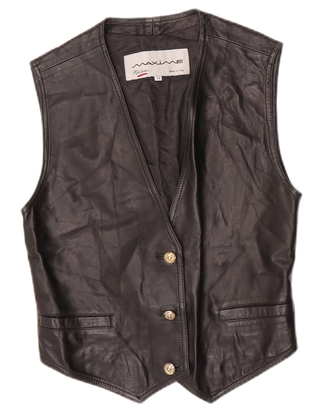 Colete feminino de couro cropped Maxime IT 44 médio preto