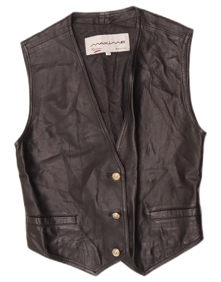 Colete feminino de couro cropped Maxime IT 44 médio preto