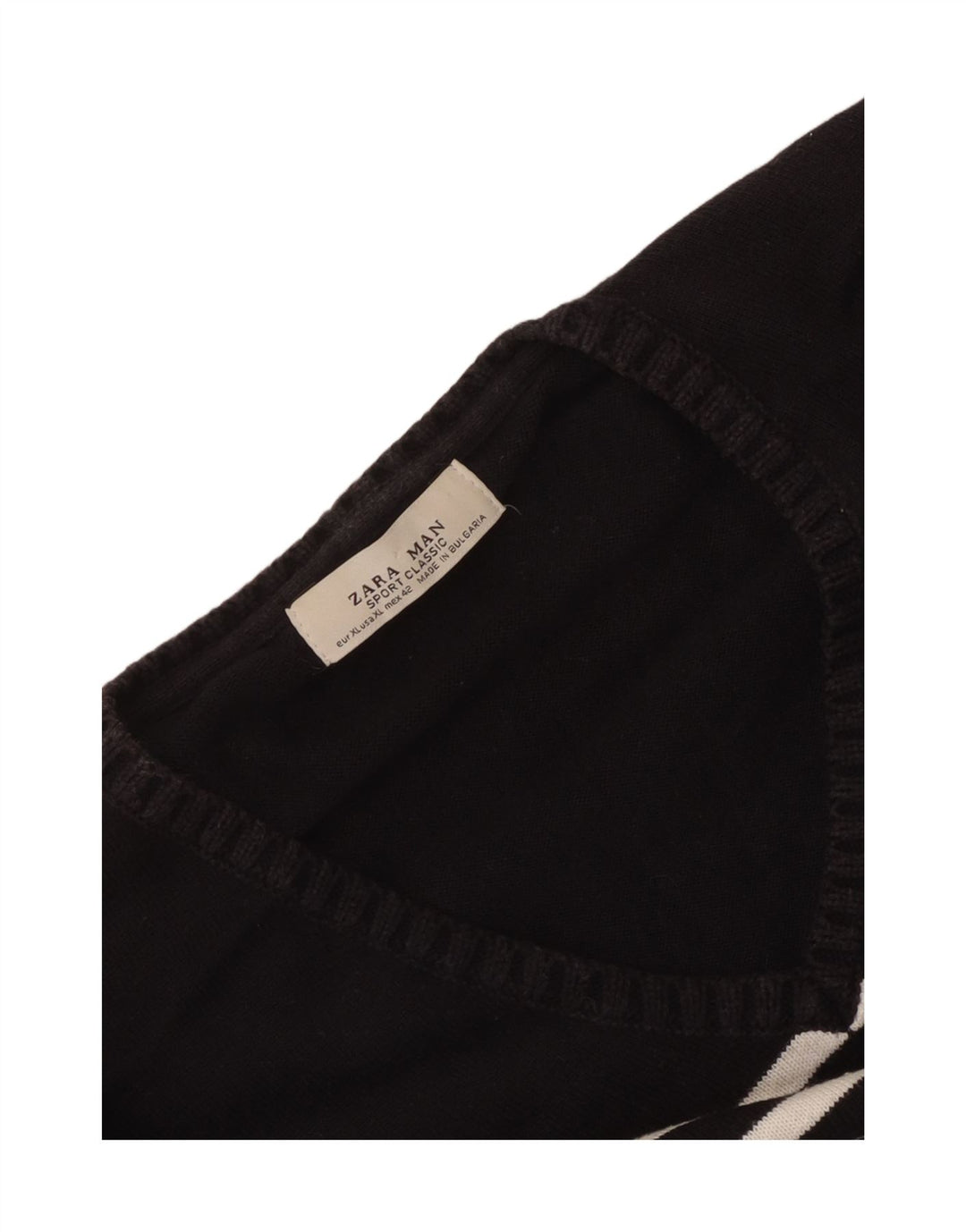 Zara Suéter masculino com decote em V XL listrado preto
