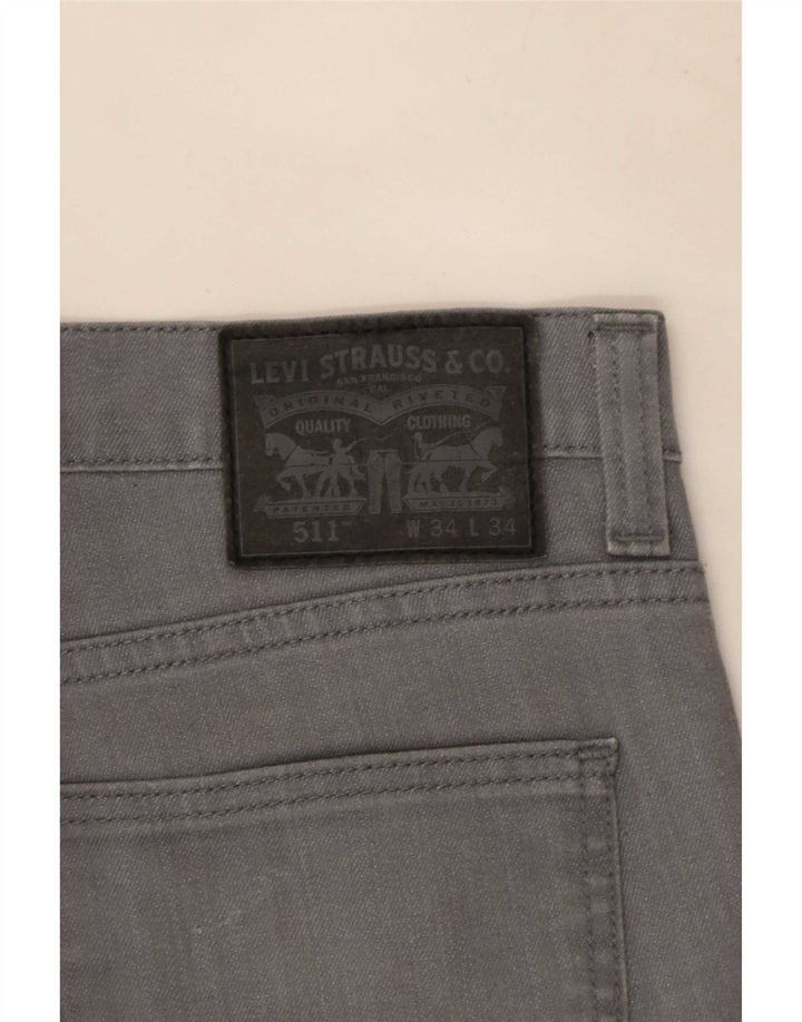 Levi's Masculino 511 Slim Jeans W34 L34 Cinza Algodão