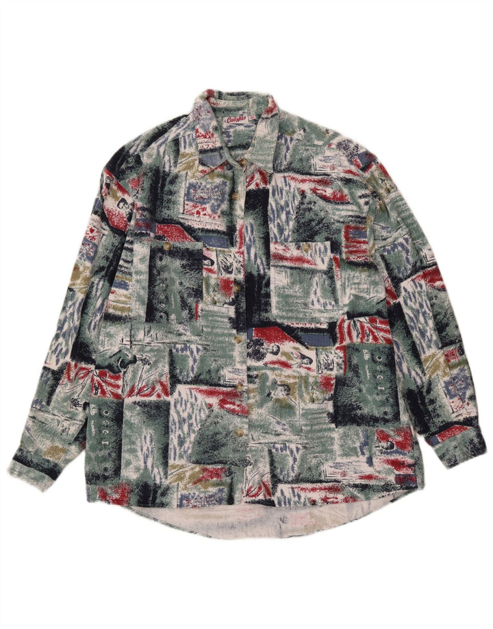 Camisa masculina de flanela Calypso tamanho 40 médio patchwork multicolorido algodão