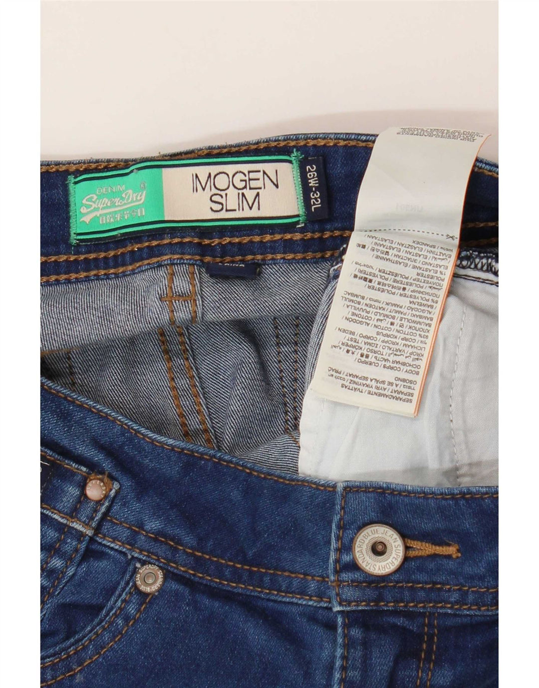 Jeans Superdry Imogen Slim Feminino W26 L32 Azul Algodão