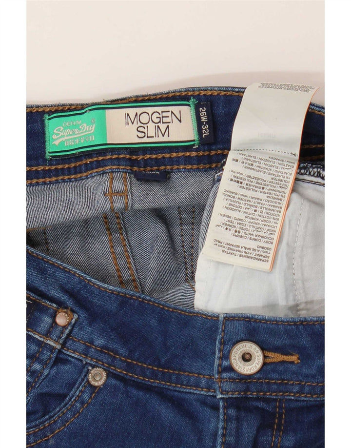 Jeans Superdry Imogen Slim Feminino W26 L32 Azul Algodão