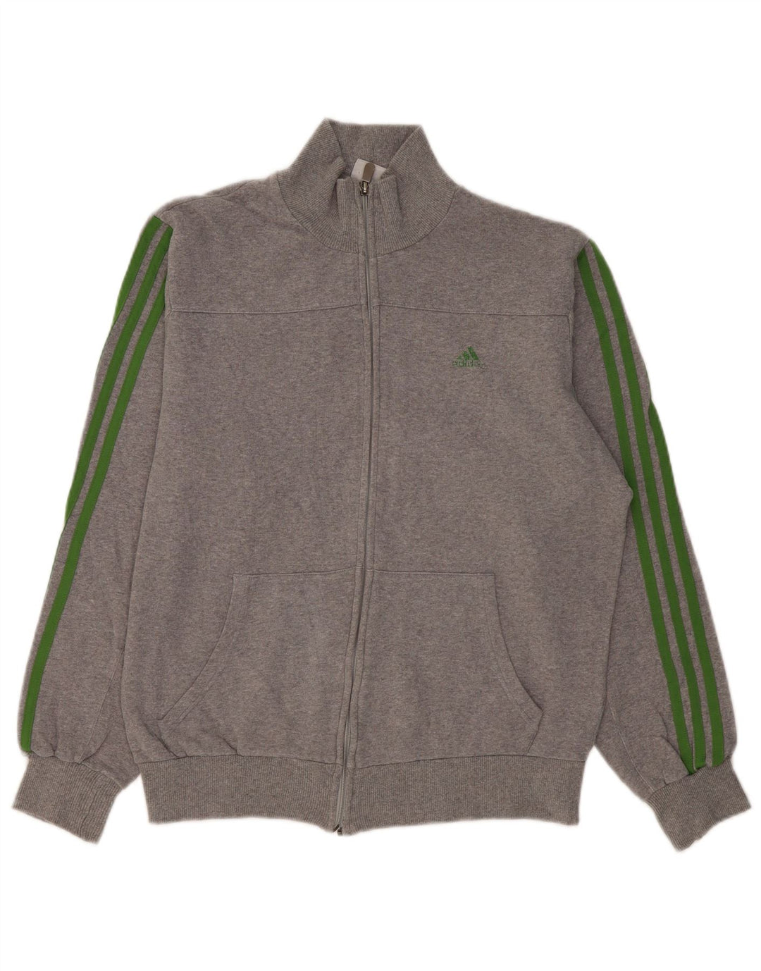 ADIDAS Mens Tracksuit Top Jacket UK 40/42 Médio Cinza Flecked Algodão