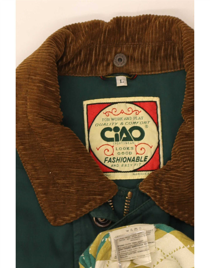 Sobretudo masculino Ciao UK 40 grande algodão colorblock verde