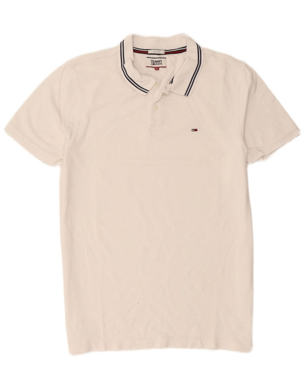 Camisa polo masculina Tommy Hilfiger Slim Fit 2XL de algodão listrado branco