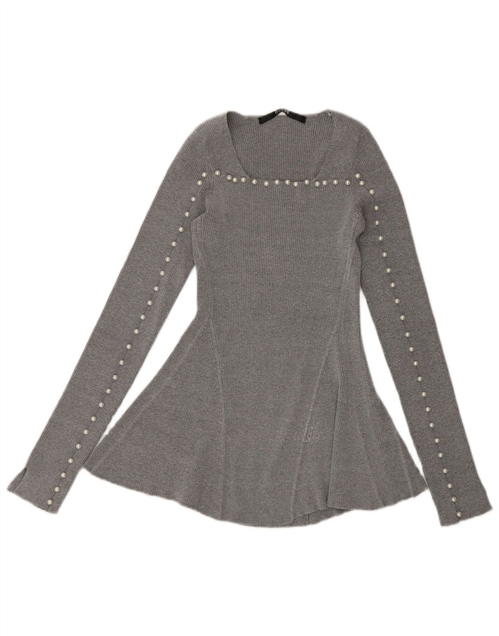 Blusa feminina Guess manga comprida UK 6 XS Viscose cinza