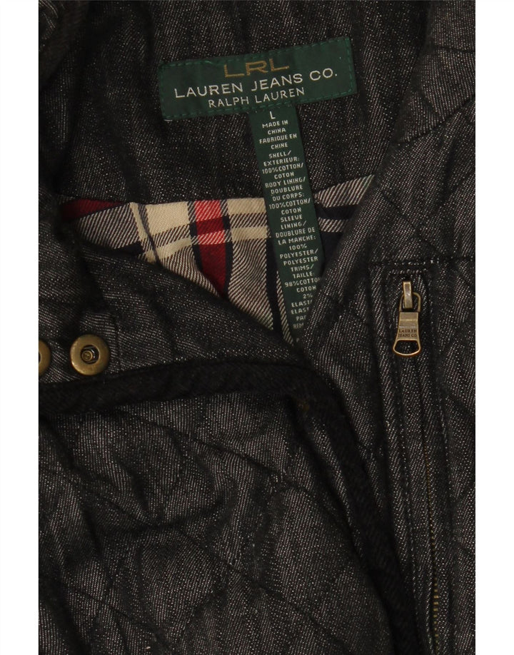 Jaqueta acolchoada feminina Ralph Lauren Reino Unido 16 grande algodão cinza