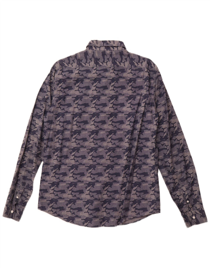 Camisa masculina Sun68 grande algodão camuflado azul marinho