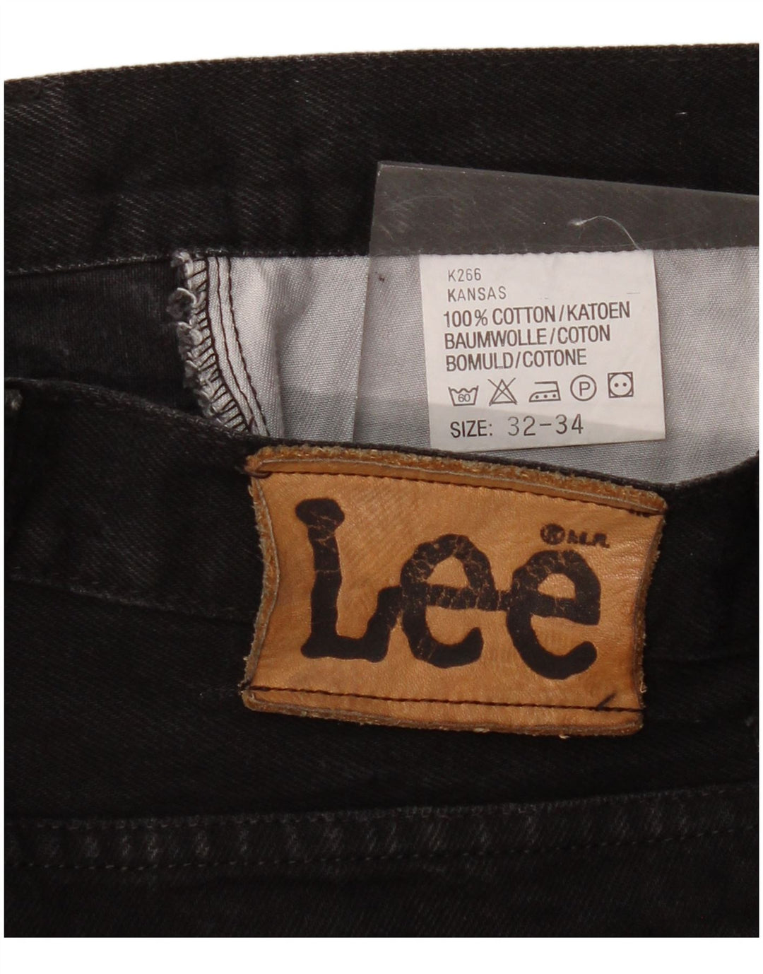 Lee Mens Kansas Straight Jeans W32 L30 Algodão Preto