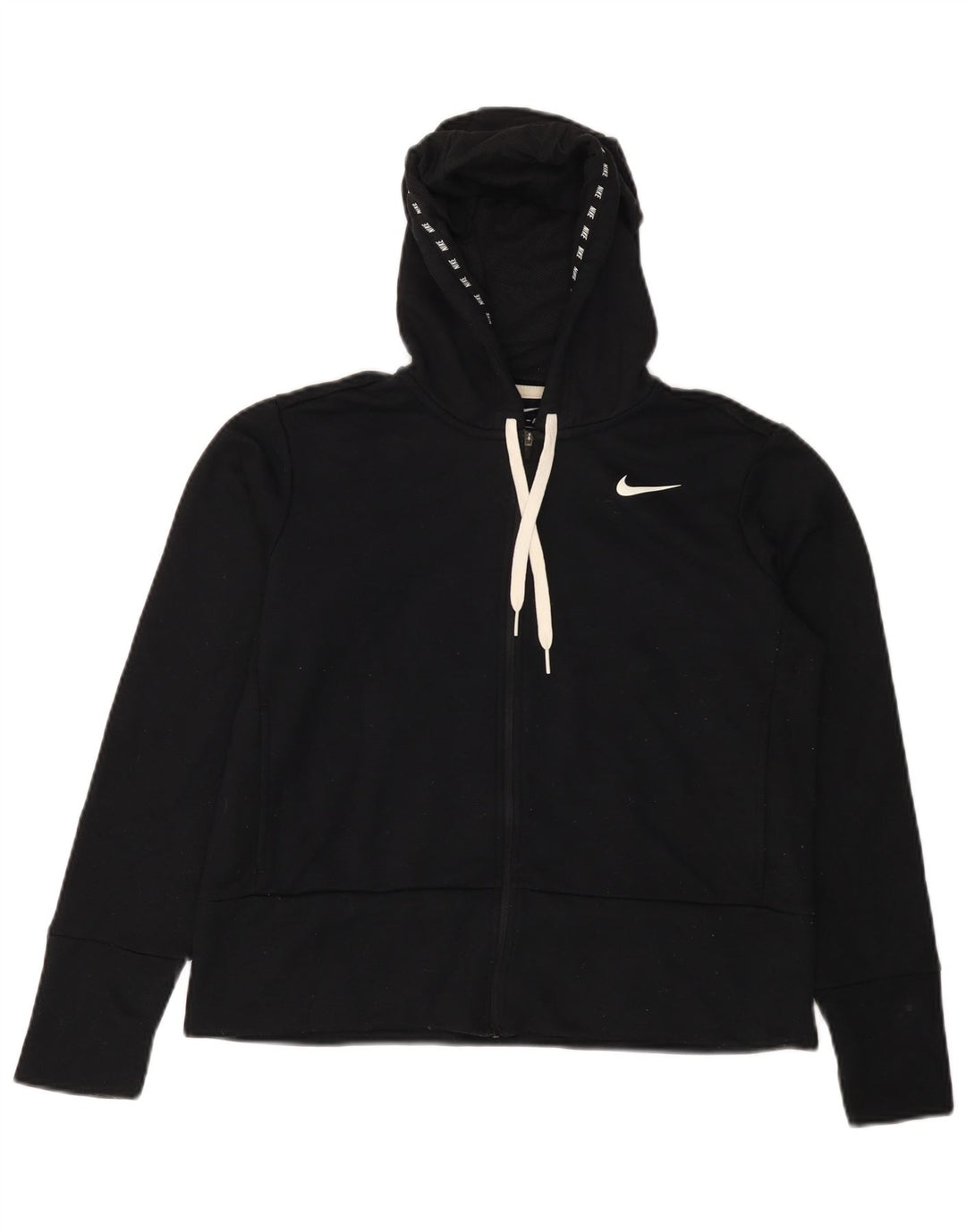 Suéter feminino Nike Dri Fit com capuz e zíper grande Reino Unido 10 pequeno preto
