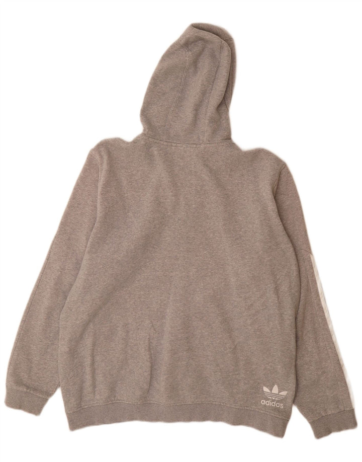 Suéter Adidas masculino com capuz com zíper gráfico XL cinza