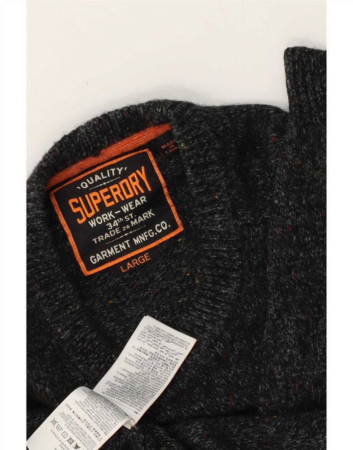 Suéter masculino Superdry com gola redonda e lã manchada cinza grande