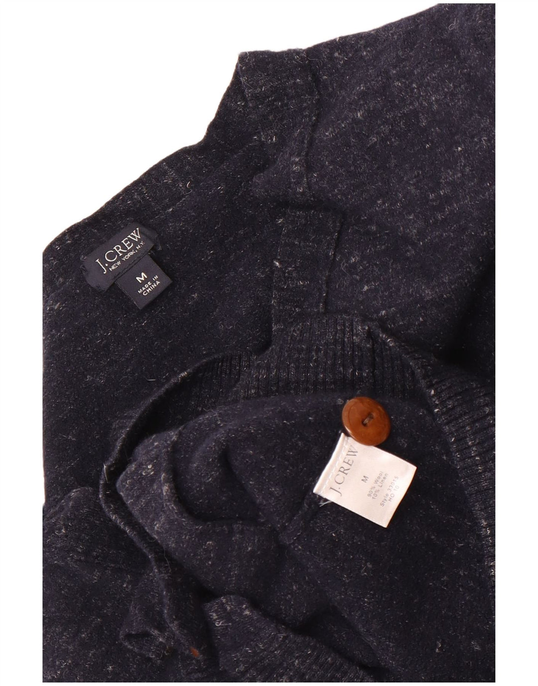 Suéter cardigã masculino J. Crew Slim Fit de lã manchada azul marinho médio