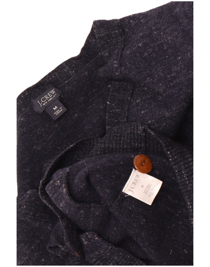 Suéter cardigã masculino J. Crew Slim Fit de lã manchada azul marinho médio