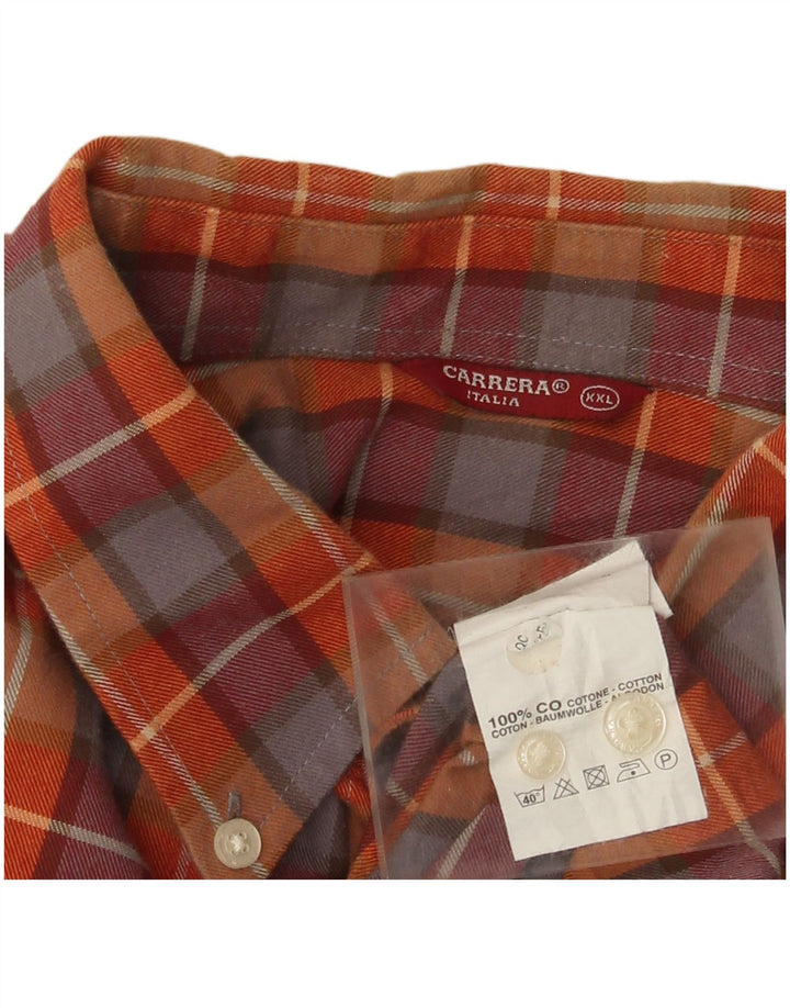 Camisa masculina de flanela Carrera 2XL algodão xadrez laranja