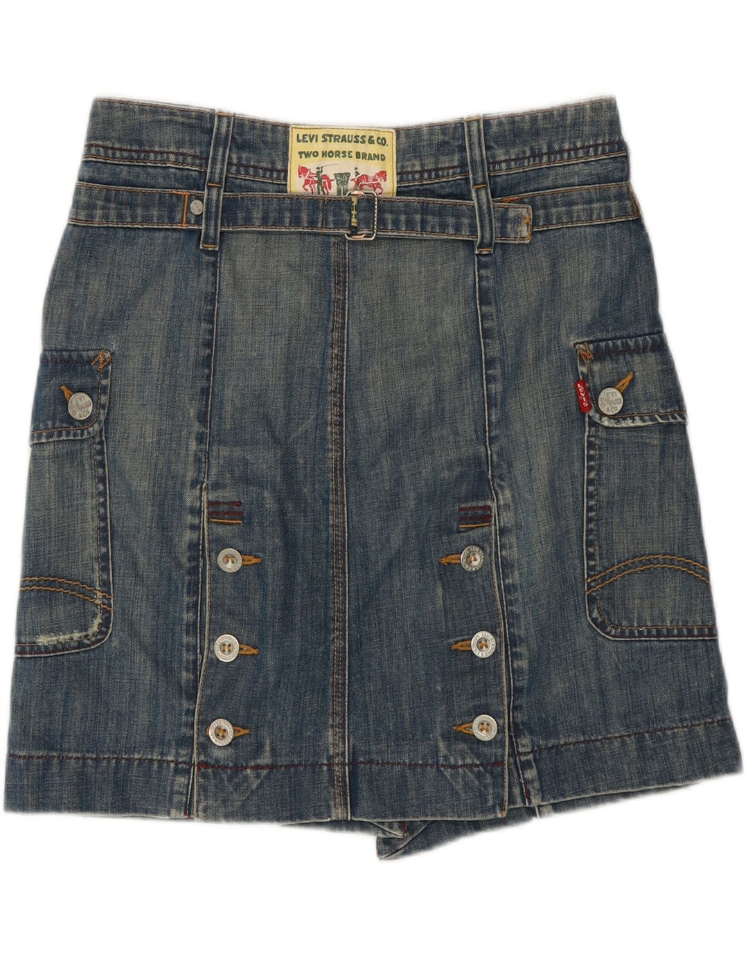 Saia jeans feminina LEVI'S pequena W28 algodão azul