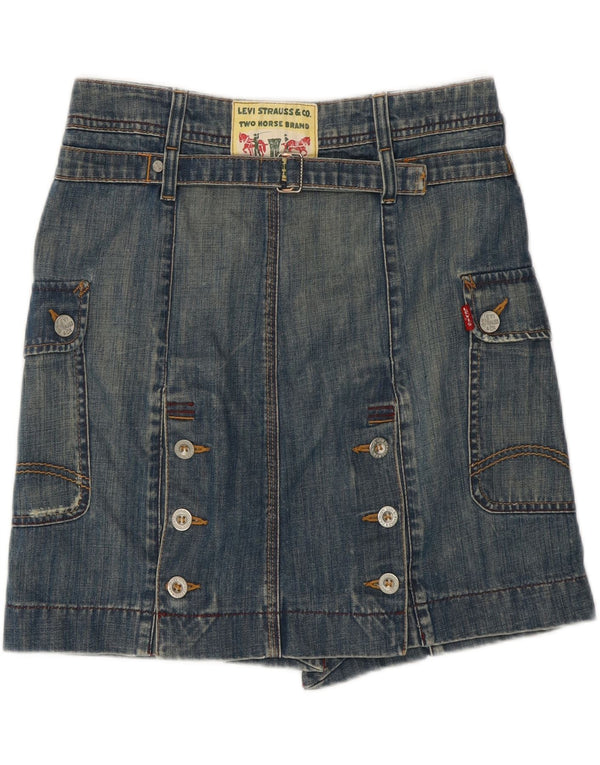 Saia jeans feminina LEVI'S pequena W28 algodão azul