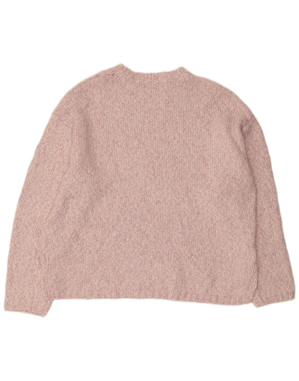 Suéter feminino MARKS & SPENCER com gola redonda UK 18 XL rosa manchado