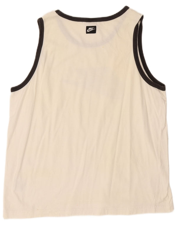 NIKE Masculino Graphic Vest Top UK 46/47 XL Off White Cotton