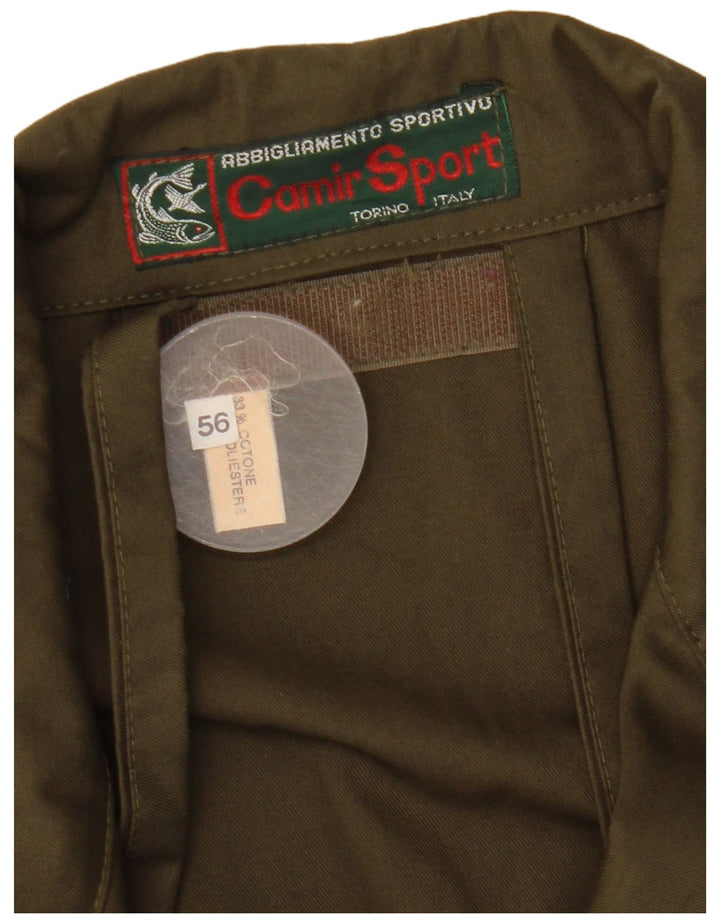 Jaqueta utilitária masculina vintage IT 56 3XL poliéster cáqui