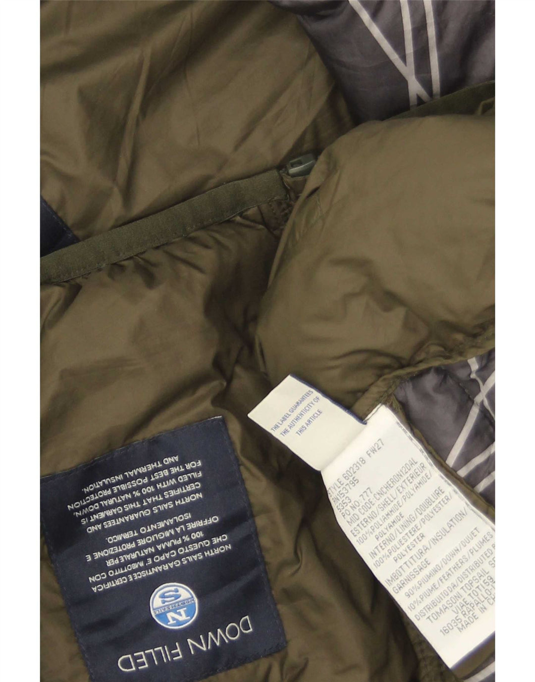 Jaqueta masculina acolchoada com capuz North Sails UK 40 grande poliamida cáqui