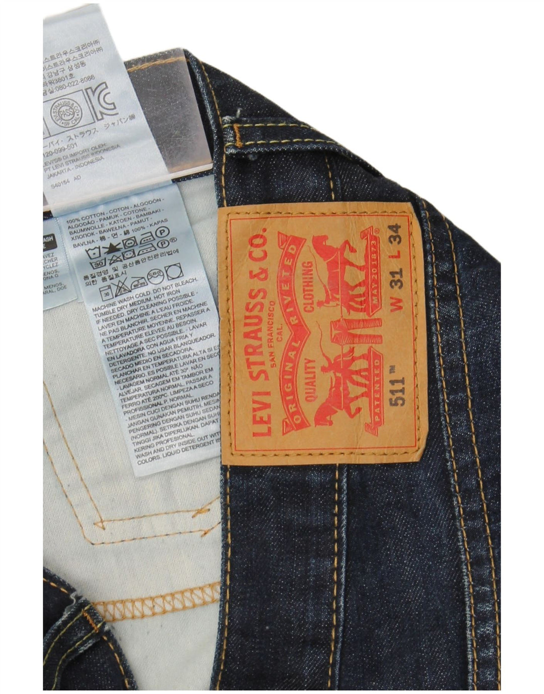 LEVI'S Masculino 511 Slim Jeans W31 L29 Azul Marinho Algodão