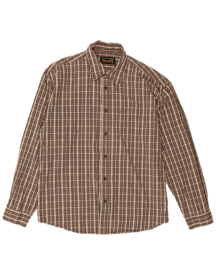 Camisa masculina de flanela Wrangler XL marrom xadrez algodão
