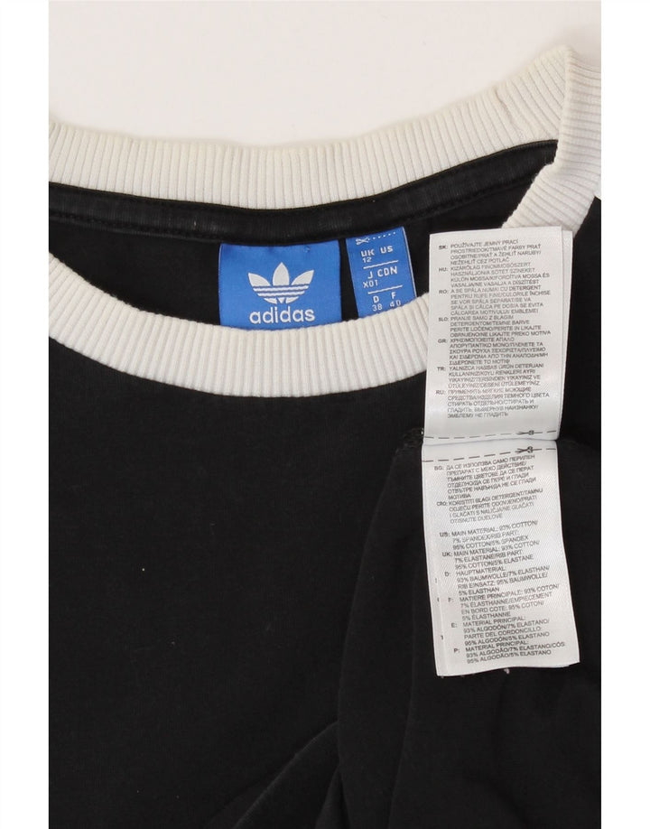 Adidas Mulher Top Manga Longa UK 12 Médio Algodão Preto