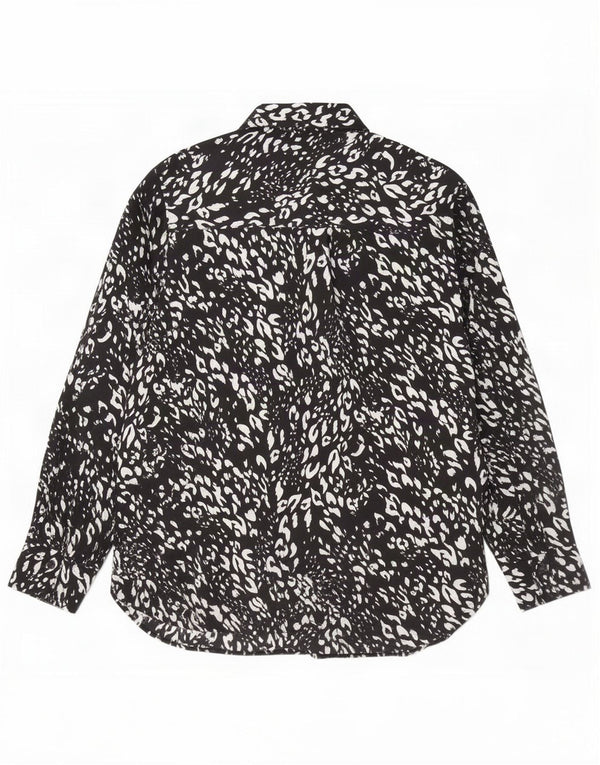 Blusa feminina Marks & Spencer Reino Unido 12 médio preto com estampa animal
