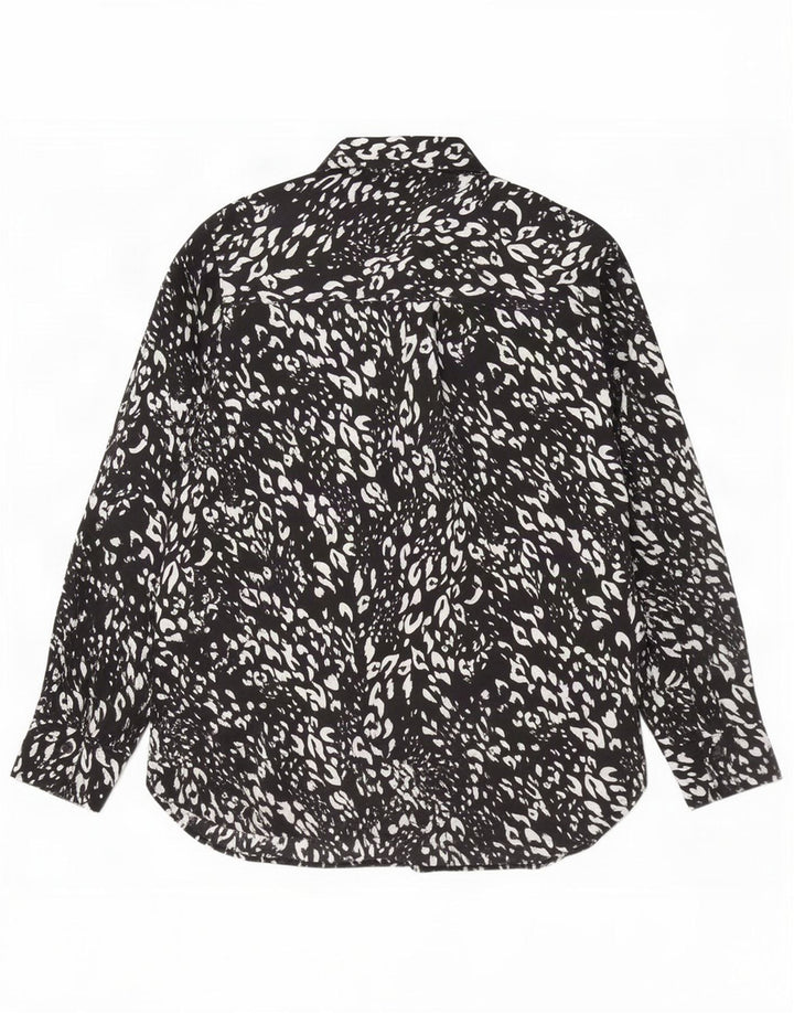 Blusa feminina Marks & Spencer Reino Unido 12 médio preto com estampa animal