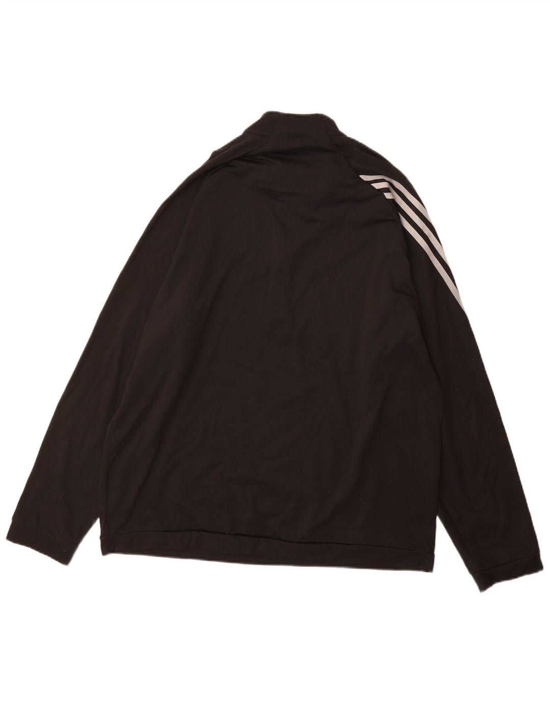 Adidas Mens Zip Neck Pullover Treino Top Grande Poliéster Preto
