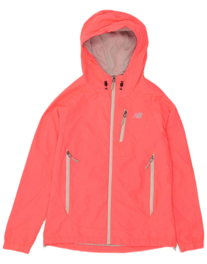 Jaqueta de chuva com capuz feminina New Balance UK 10 poliéster rosa pequeno