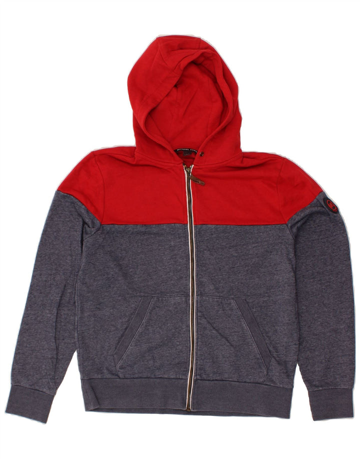 Suéter masculino com capuz e zíper MICHAEL KORS grande poliéster colorblock azul marinho