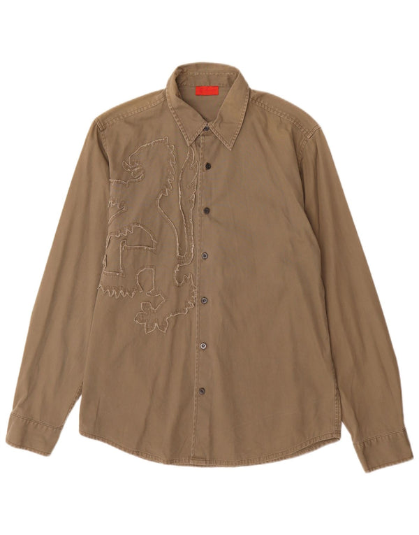 Camisa gráfica masculina Pringle tamanho 16 grande algodão cinza