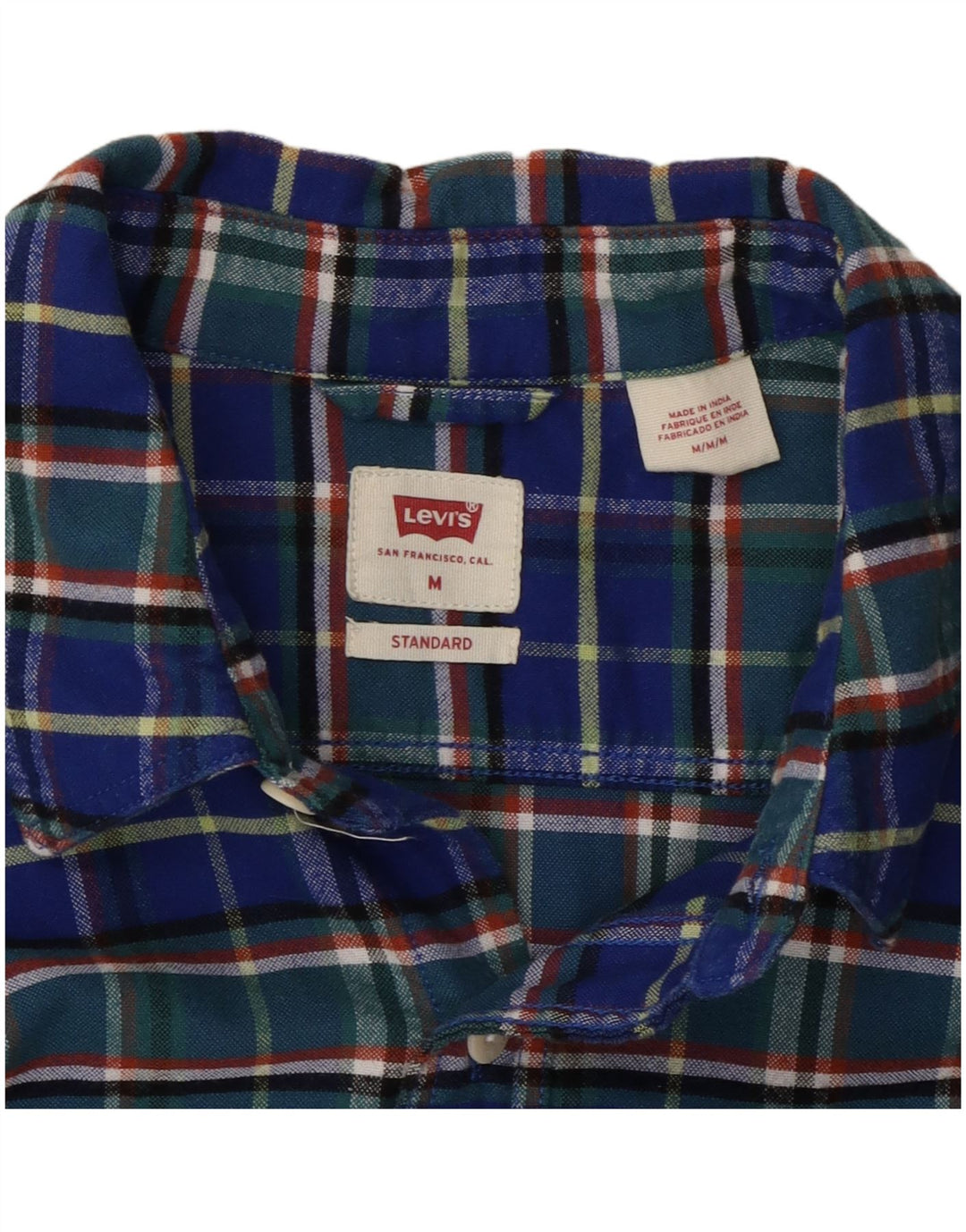 Camisa masculina de flanela de ajuste padrão LEVI'S de algodão xadrez médio multicolorido