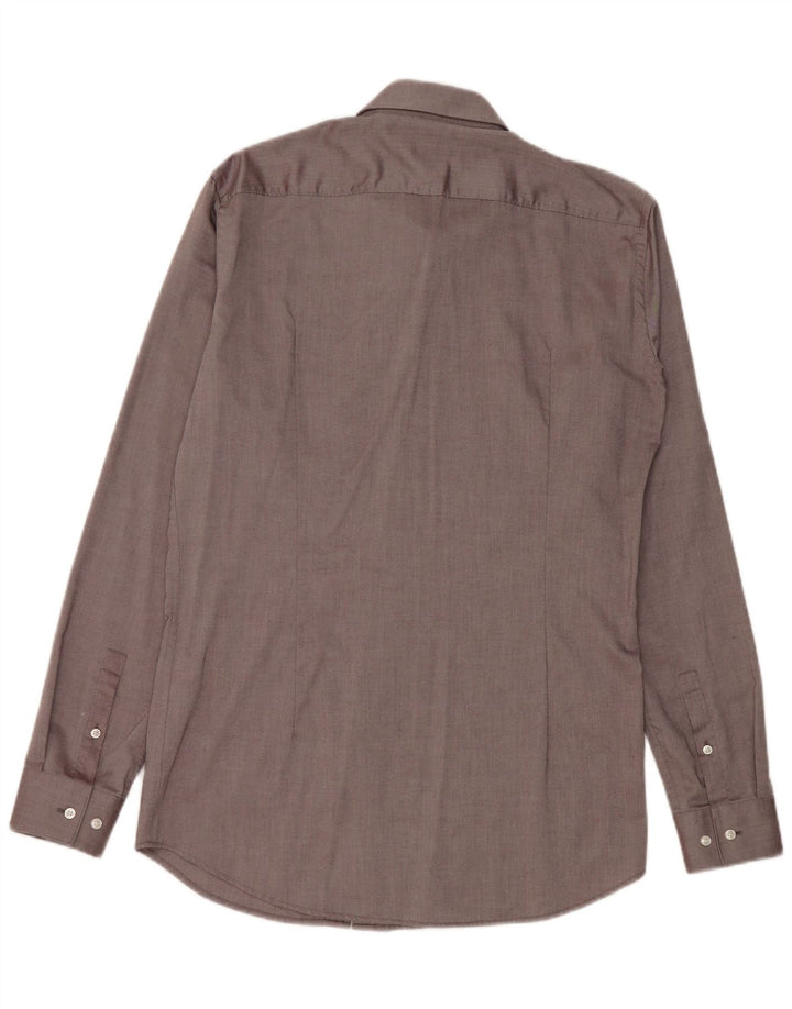Camisa masculina Hugo Boss extra slim fit tamanho 40 15 1/2 algodão cinza médio