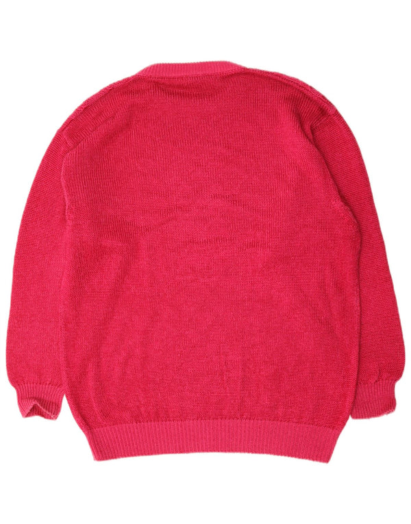 Suéter vintage masculino com gola redonda, grande algodão rosa